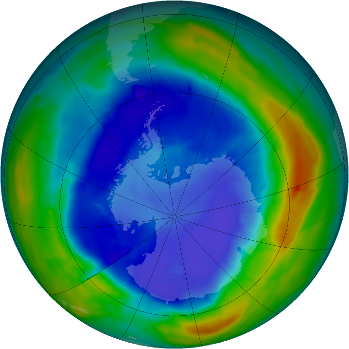 Antarctic ozone map for 04 September 2013